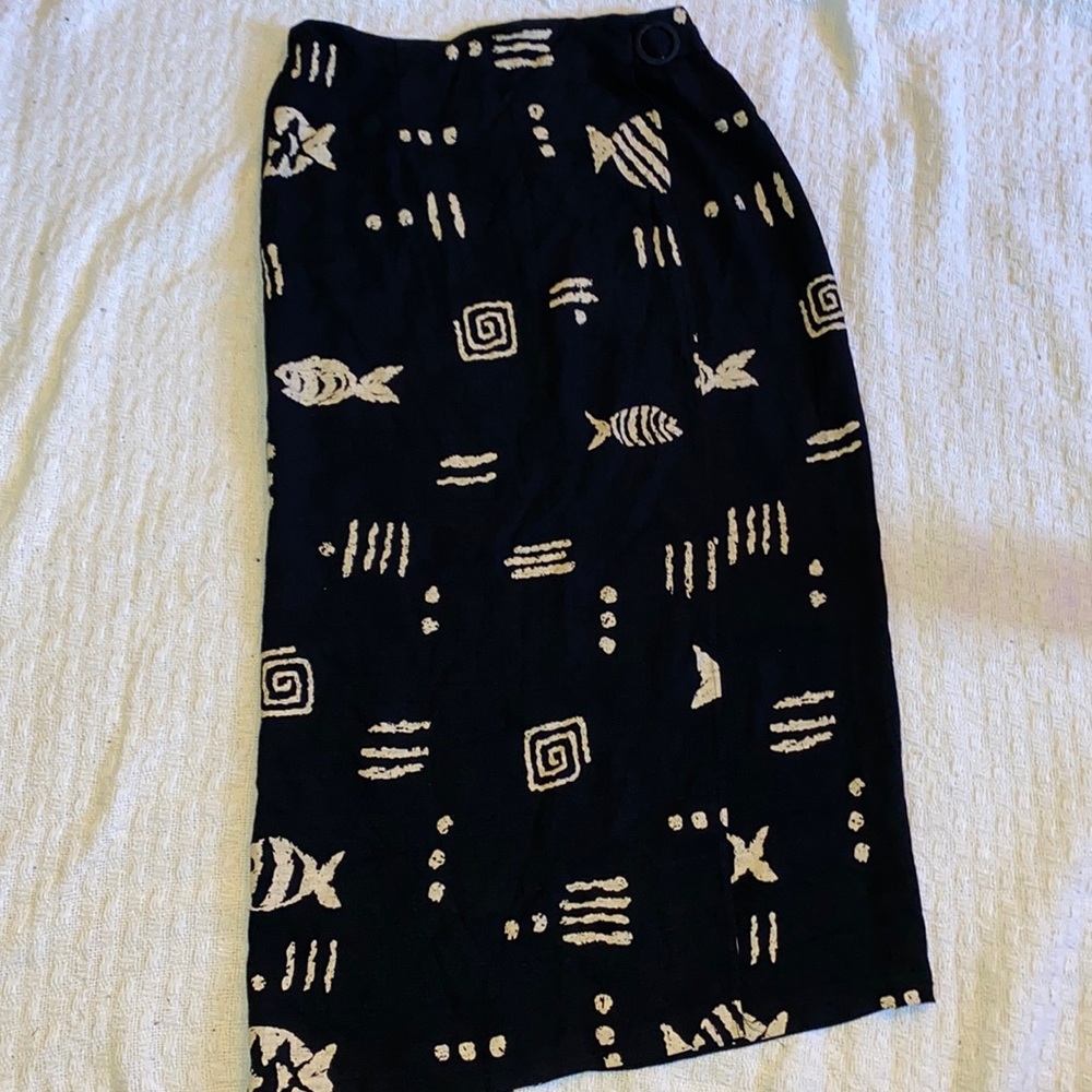 Vintage Studio C Fish Print Maxi Skirt